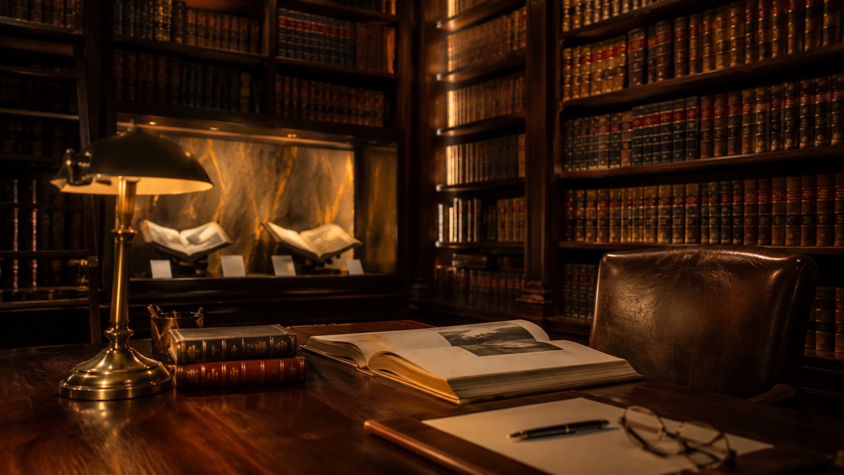 Juristische Bibliothek mit antiken Folianten